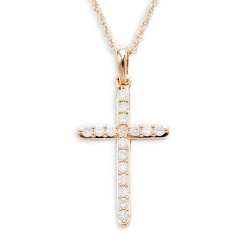 NWT EFFY 0.25 TCW Diamond 14K Goldplated Sterling Silver Cross Pendant Necklace